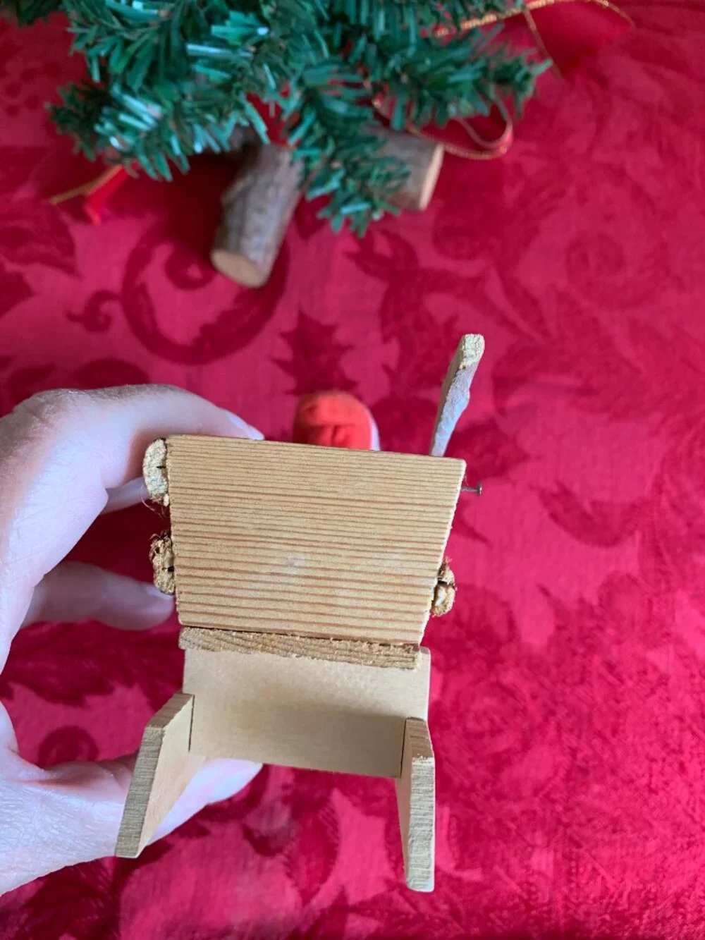 Vintage Santa Claus in rustic wooden sleigh Christmas decoration